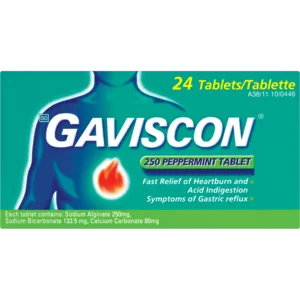 Gaviscon Peppermint Anti-Acid Tablets 24 Pack Gaviscon Peppermint Anti-Acid Tablets 24 Pack