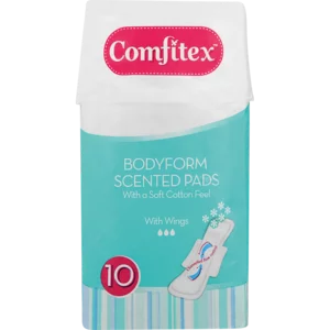 Comfitex Bodyfoam Scented Sanitary Pads With Wings 10 Pack Comfitex Bodyfoam Scented Sanitary Pads With Wings 10 Pack