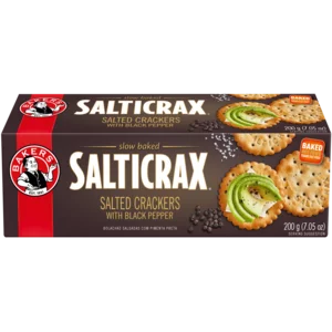 Bakers Salticrax Black Pepper Salted Crackers 200g Bakers Salticrax Black Pepper Salted Crackers 200g