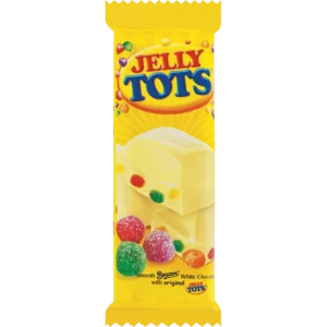 Beacon Jelly Tots Flavoured White Chocolate Slab 80g Beacon Jelly Tots Flavoured White Chocolate Slab 80g
