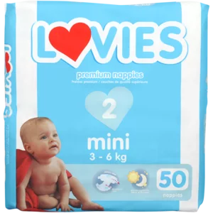 Lovies Mini Premium Nappies 3 - 6kg 50 Pack Lovies Mini Premium Nappies 3 - 6kg 50 Pack