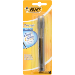 BIC Cristal Easy Glide Medium Point Black Ballpoint Pen 2 Pack BIC Cristal Easy Glide Medium Point Black Ballpoint Pen 2 Pack