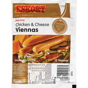 Eskort Pork-Free Chicken & Cheese Viennas 500g Eskort Pork-Free Chicken & Cheese Viennas 500g