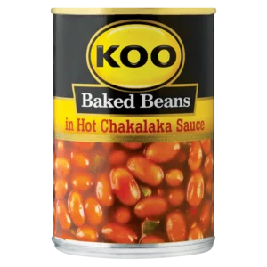 Koo Baked Beans In Hot Chakalaka Sauce Can 410g Koo Baked Beans In Hot Chakalaka Sauce Can 410g