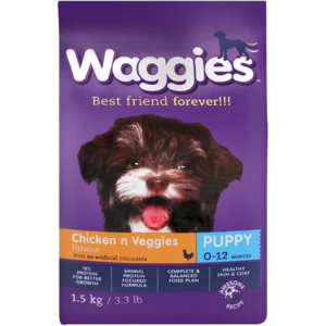Waggies Puppy Chicken & Vegetables Dog Food Pack 1.5kg Waggies Puppy Chicken & Vegetables Dog Food Pack 1.5kg