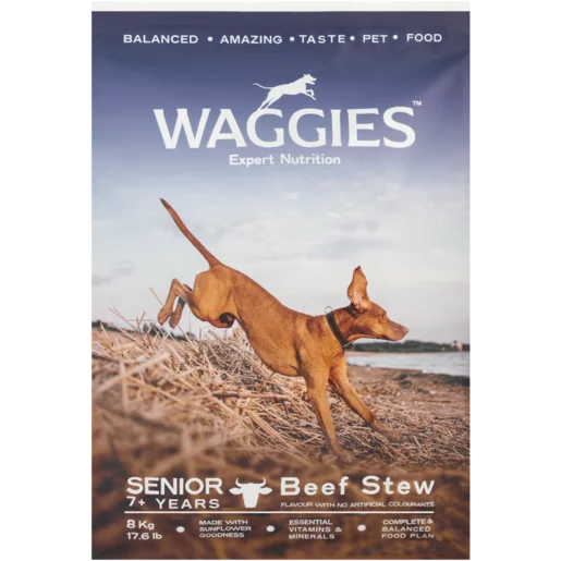 Waggies Beef Stew Flavoured Senior Dog Food 8kg