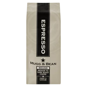 Mugg & Bean Medium To Dark Roast Espresso Coffee Beans 250g