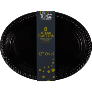 Party Thingz Black Oval Plastic Party Platters 8 Pack Party Thingz Black Oval Plastic Party Platters 8 Pack