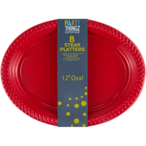 Party Thingz Red Plastic Steak Platters Oval 8 Pack Party Thingz Red Plastic Steak Platters Oval 8 Pack