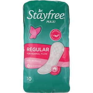 Stayfree Maxi Scented Regular Sanitary Pads For Normal Flow No Wings 10 Pack Stayfree Maxi Scented Regular Sanitary Pads For Normal Flow No Wings 10 Pack