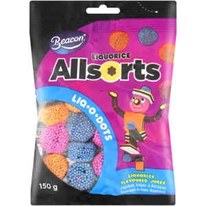 Beacon Liquorice Allsorts Liq-O-Dots Liquorice Flavoured Jubes 150g