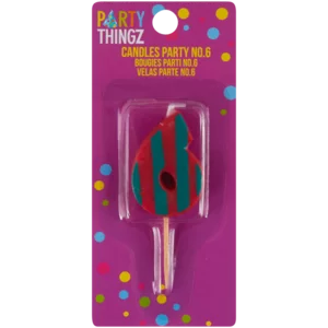 Party Thingz Red & Green No.6 Party Candle