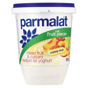 Parmalat Mixed Fruit & Custard Flavoured Medium Fat Yoghurt 500g Parmalat Mixed Fruit & Custard Flavoured Medium Fat Yoghurt 500g
