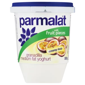 Parmalat Granadilla Medium Fat Yoghurt With Fruit Pieces 500g Parmalat Granadilla Medium Fat Yoghurt With Fruit Pieces 500g