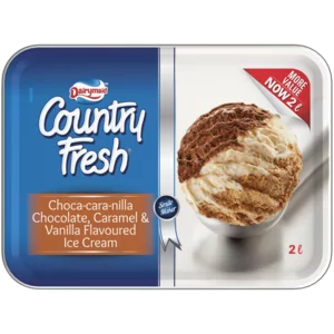 Dairymaid Country Fresh Choca-Cara-Nilla Flavoured Ice Cream 2L Dairymaid Country Fresh Choca-Cara-Nilla Flavoured Ice Cream 2L