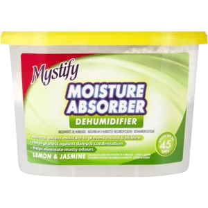 Mystify Moisture Absorber Lemon & Jasmine Scented Dehumidifier Tub 230g Mystify Moisture Absorber Lemon & Jasmine Scented Dehumidifier Tub 230g