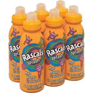 Rascals Splash Mango Flavoured Drink Bottles 6x300ml Rascals Splash Mango Flavoured Drink Bottles 6x300ml