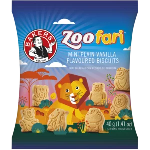 Bakers Zoofari Mini Plain Vanilla Flavoured Biscuits 40g Bakers Zoofari Mini Plain Vanilla Flavoured Biscuits 40g