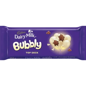Cadbury Bubbly Top Deck Chocolate Slab 150g Cadbury Bubbly Top Deck Chocolate Slab 150g