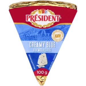 Président Creamy Blue Blue Mould Semi-Hard Cheese Wedge 100g Président Creamy Blue Blue Mould Semi-Hard Cheese Wedge 100g