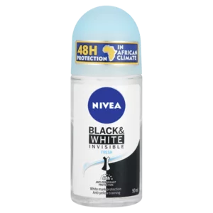 Nivea Black & White Ladies Invisible Fresh Anti-Perspirant Protection Roll-On 50ml Nivea Black & White Ladies Invisible Fresh Anti-Perspirant Protection Roll-On 50ml