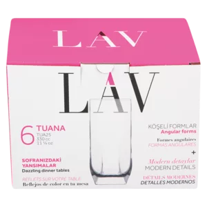 LAV High Ball Tuana Angular Forms Glass 6 Piece
