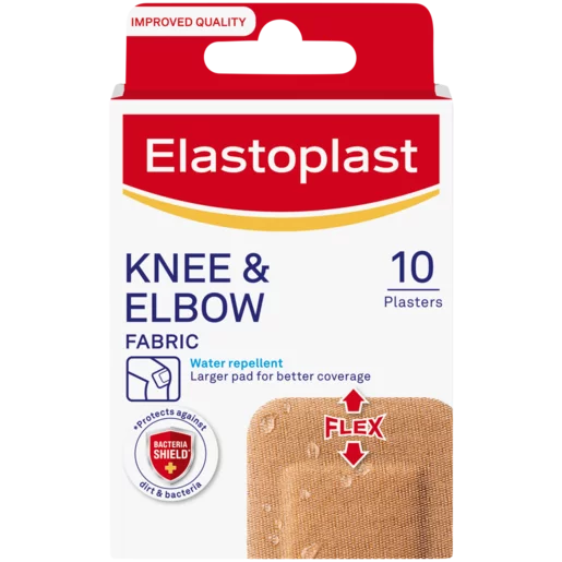 Elastoplast Knee & Elbow Fabric Plasters 10 Pack Elastoplast Knee & Elbow Fabric Plasters 10 Pack