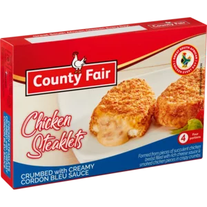 County Fair Frozen Chicken Steaklet With Cordon Bleu Sauce 400g County Fair Frozen Chicken Steaklet With Cordon Bleu Sauce 400g