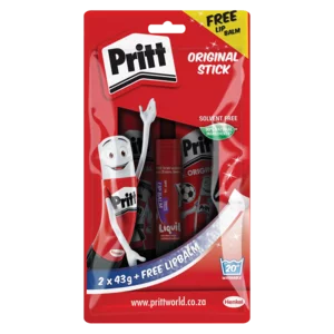 Pritt Glue Stick 43g x 2 Plus Free Pritt Lip Ice