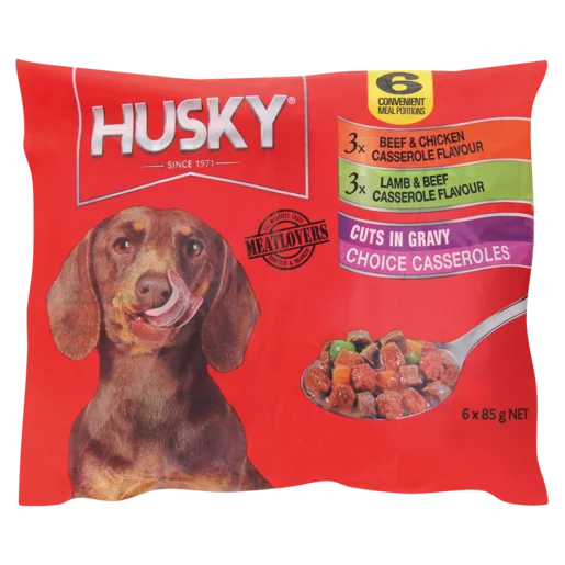 Husky Cuts In Gravy Choice Assorted Casserole Dog Food Pouches 6 x 85g Husky Cuts In Gravy Choice Assorted Casserole Dog Food Pouches 6 x 85g