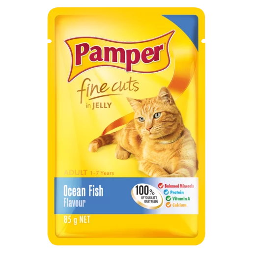 Pamper Ocean Fish Flavoured Cat Food Pouches 6x85g