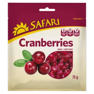 Safari Dried Sweetened Cranberries 70g