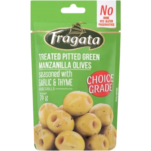 Fragata Garlic & Thyme Seasoned Pitted Manzanilla Olives 70g