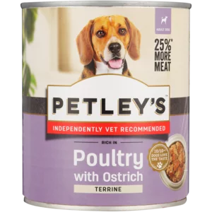Petley's Terrine Rich In Ostrich In Jelly Dog Food 775g Petley's Terrine Rich In Ostrich In Jelly Dog Food 775g