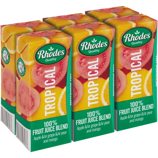 Rhodes 100% Tropical Fruit Juice Blend 6x200ml Rhodes 100% Tropical Fruit Juice Blend 6x200ml