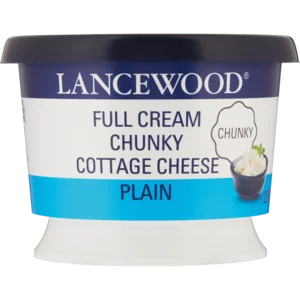 Lancewood Plain Full Cream Chunky Cottage Cheese 250g Lancewood Plain Full Cream Chunky Cottage Cheese 250g