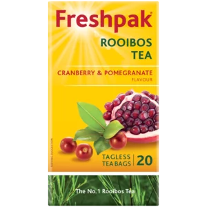 Freshpak Cranberry & Pomegranate Flavoured Rooibos Tagless Teabags 20 Pack Freshpak Cranberry & Pomegranate Flavoured Rooibos Tagless Teabags 20 Pack