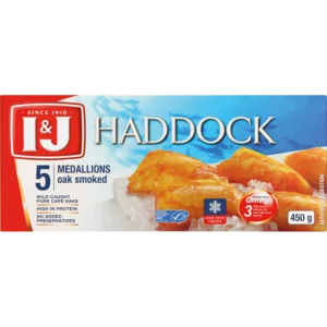 I&J Frozen Oak Smoked Haddock Medallions 450g I&J Frozen Oak Smoked Haddock Medallions 450g