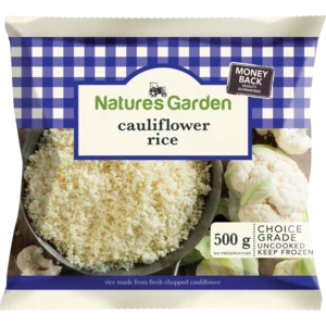 Natures Garden Frozen Prepared Cauliflower Rice 500g Natures Garden Frozen Prepared Cauliflower Rice 500g