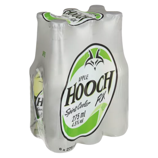 KWV Hooch Fox Apple Flavoured Spirit Cooler Bottle 6x275ml KWV Hooch Fox Apple Flavoured Spirit Cooler Bottle 6x275ml