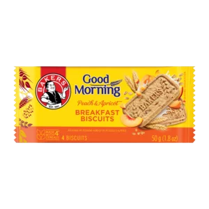 Bakers Good Morning Peach & Apricot Flavoured Breakfast Biscuits 50g Bakers Good Morning Peach & Apricot Flavoured Breakfast Biscuits 50g