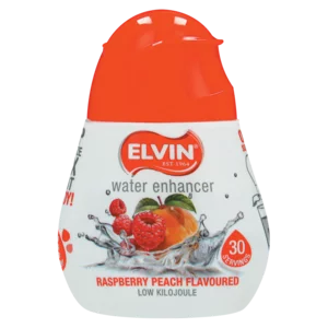 Elvin Raspberry Peach Flavoured Water Enhancer 48ml Elvin Raspberry Peach Flavoured Water Enhancer 48ml
