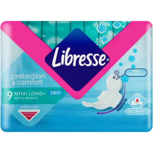 Libresse Protection & Comfort Scented Maxi Long Heavy Deo Sanitary Pads With Wings 9 Pack Libresse Protection & Comfort Scented Maxi Long Heavy Deo Sanitary Pads With Wings 9 Pack