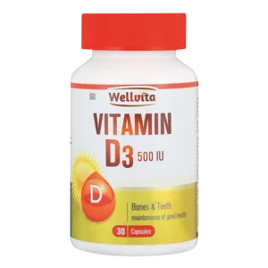 Wellvita Vitamin D3 500IU 30 Capsules Pack Wellvita Vitamin D3 500IU 30 Capsules Pack