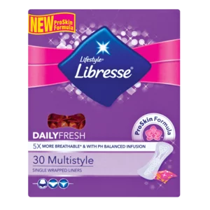 Libresse Daily Fresh Proskin Formula Multistyle Liners 30 Pack Libresse Daily Fresh Proskin Formula Multistyle Liners 30 Pack