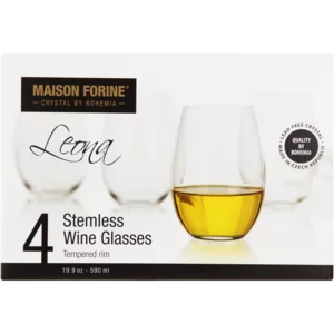 Maison Forine Leona Crystal Stemless Wine Glass Set 4 Piece