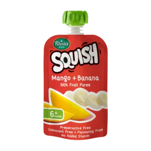 Rhodes Squish Mango & Banana Fruit Puree 6 Months+ Pouch 110ml Rhodes Squish Mango & Banana Fruit Puree 6 Months+ Pouch 110ml