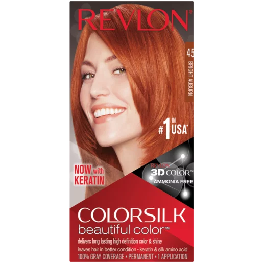 Revlon ColorSilk Beautiful Color Bright Auburn 45 Hair Colour Pack Revlon ColorSilk Beautiful Color Bright Auburn 45 Hair Colour Pack