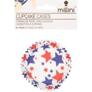 Millini Red & Blue Star Cupcake Cases 50 Pack