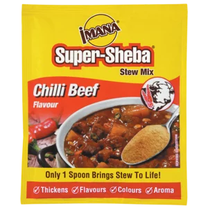 Imana Super-Sheba Chilli Beef Flavoured Stew Mix 55g Imana Super-Sheba Chilli Beef Flavoured Stew Mix 55g